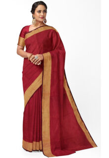 Sungudi Cotton Red Printed Saree