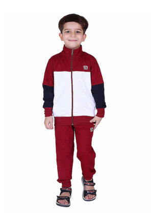 Maroon With White Tracksuit