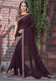 Yellow Heavy Sequins Partywear Saree